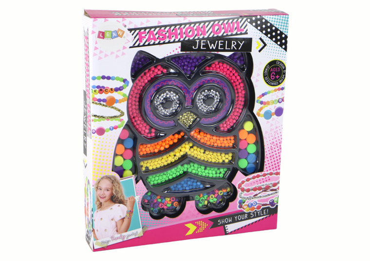 Lean Toys, zestaw do robienia biżuterii, sowa, 3000 elementów