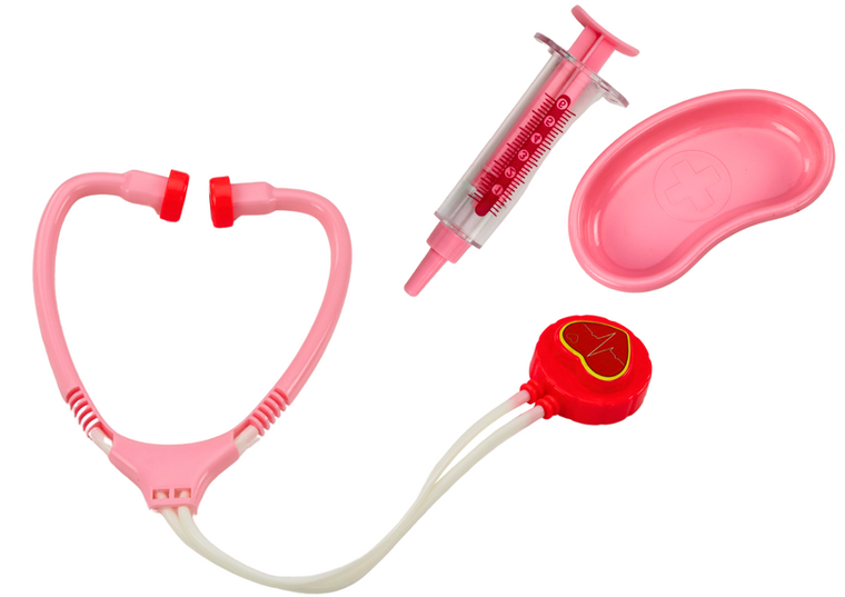 Lean Toys, zestaw lekarski w walizce, różowy