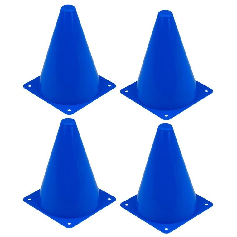 Lean Toys, zestaw pachołków treningowych z piłką, niebiesko-pomarańczowe, 8 szt.