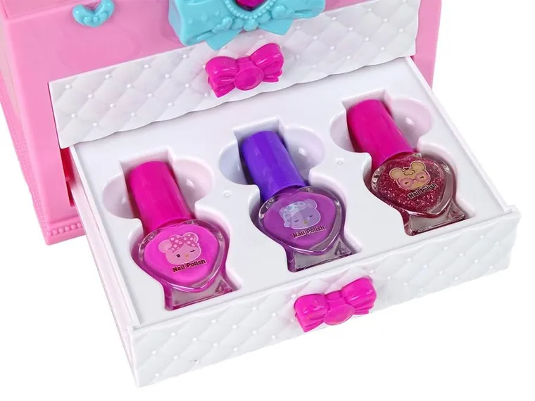 Lean Toys, zestaw piękności w walizce, różowo-biały