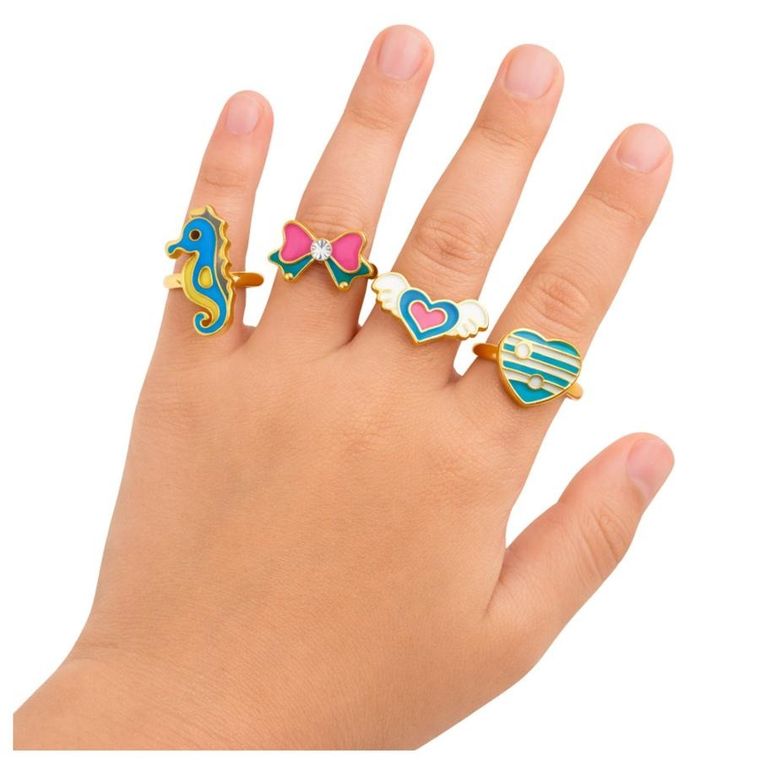 Lean Toys, zestaw pierścionków regulowanych w serduszku, 12 szt.