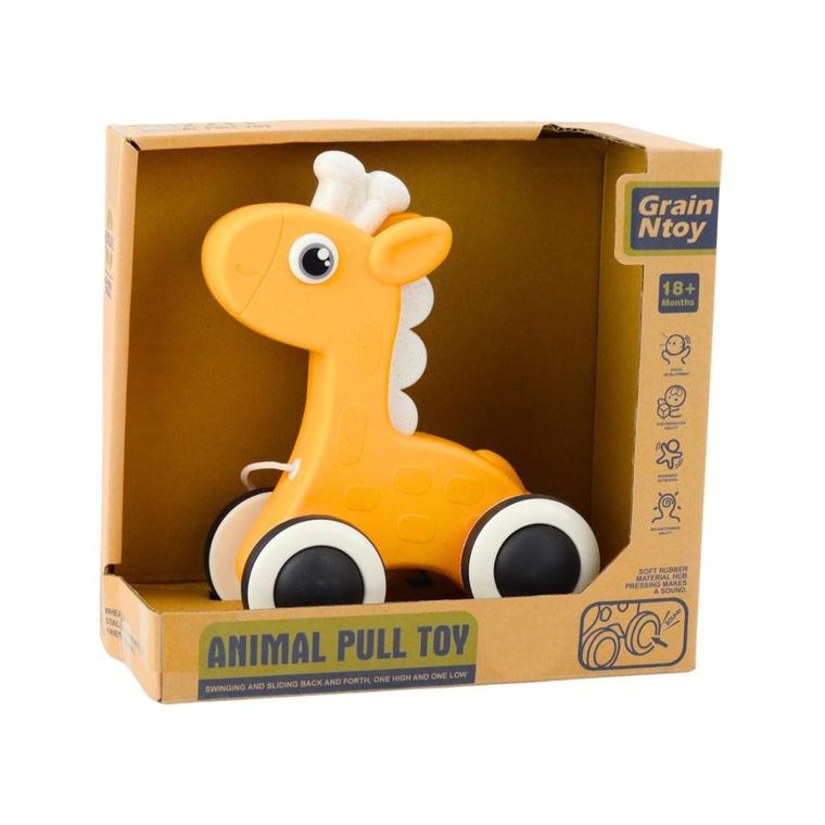Lean Toys, żyrafa do ciągnięcia, żółta