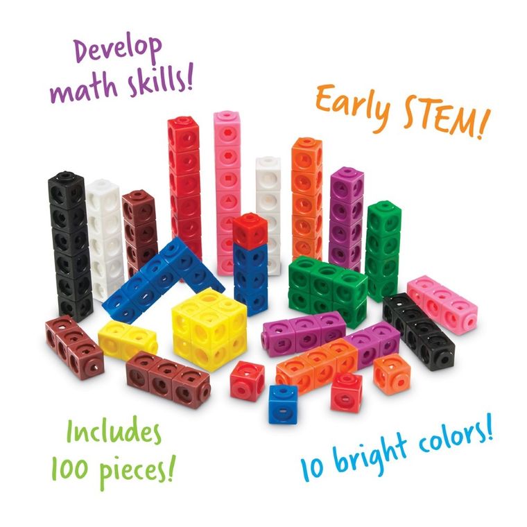 Learning Resources, MathLink Cubes, kostki matematyczne, zestaw edukacyjny, 100 szt.