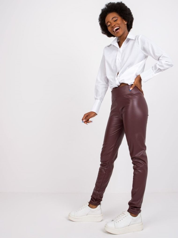 Legginsy damskie, bordowe, Rue Paris