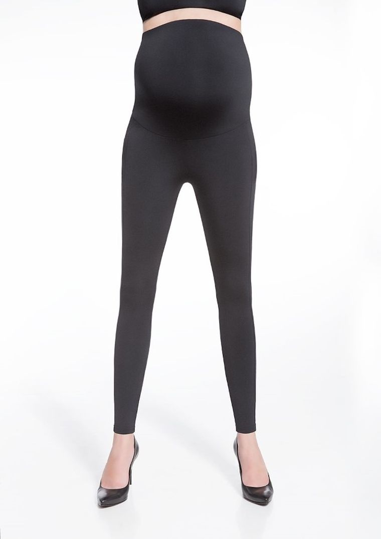 Legginsy damskie, ciążowe, ocieplane, czarne, Melanie, Bas Black