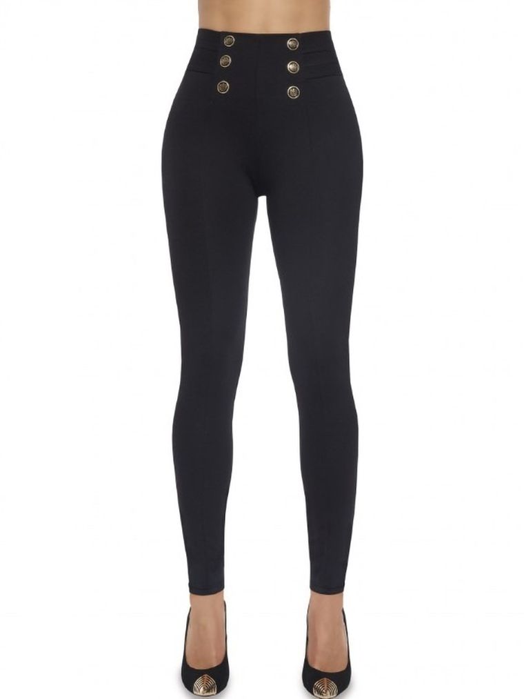 Legginsy damskie, czarne, Bas Bleu