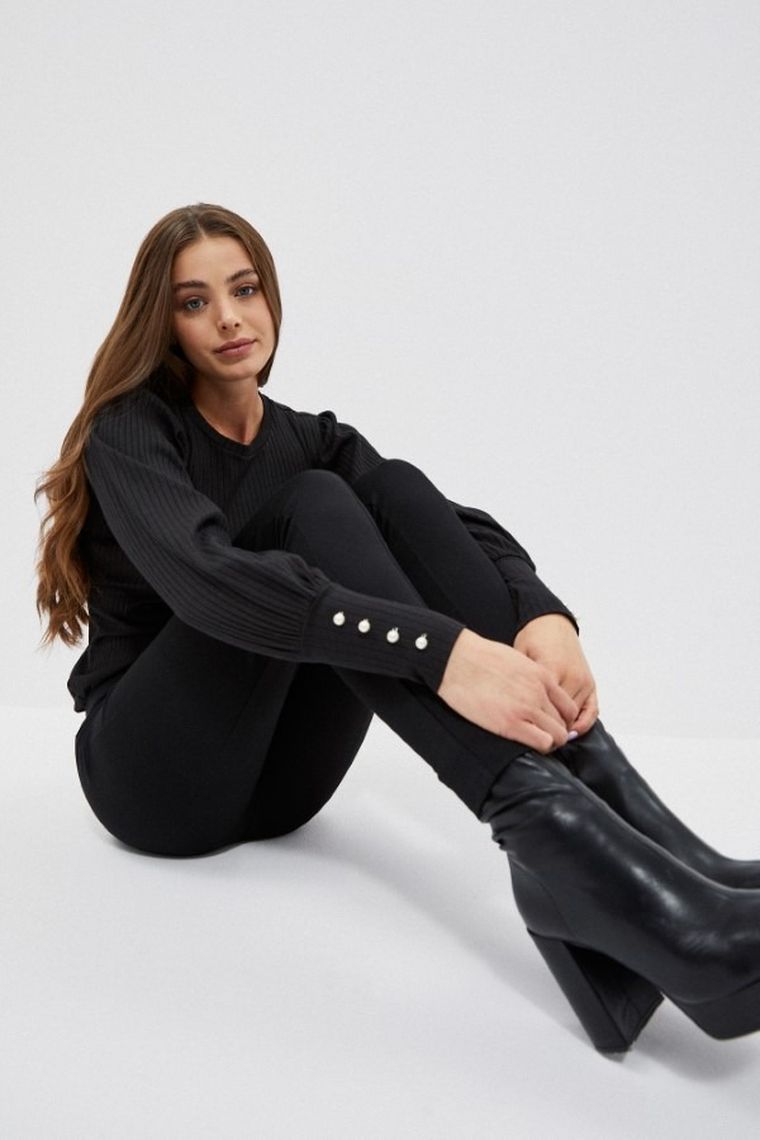 Legginsy damskie, czarne, Moodo