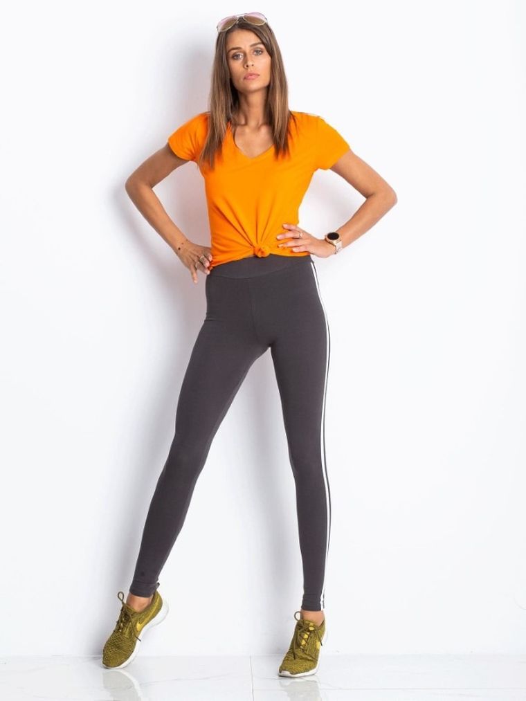 Legginsy damskie, khaki, Basic Feel Good