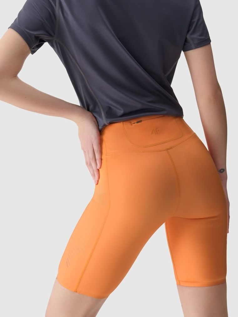 Legginsy damskie, kolarki, pomarańczowe, 4F