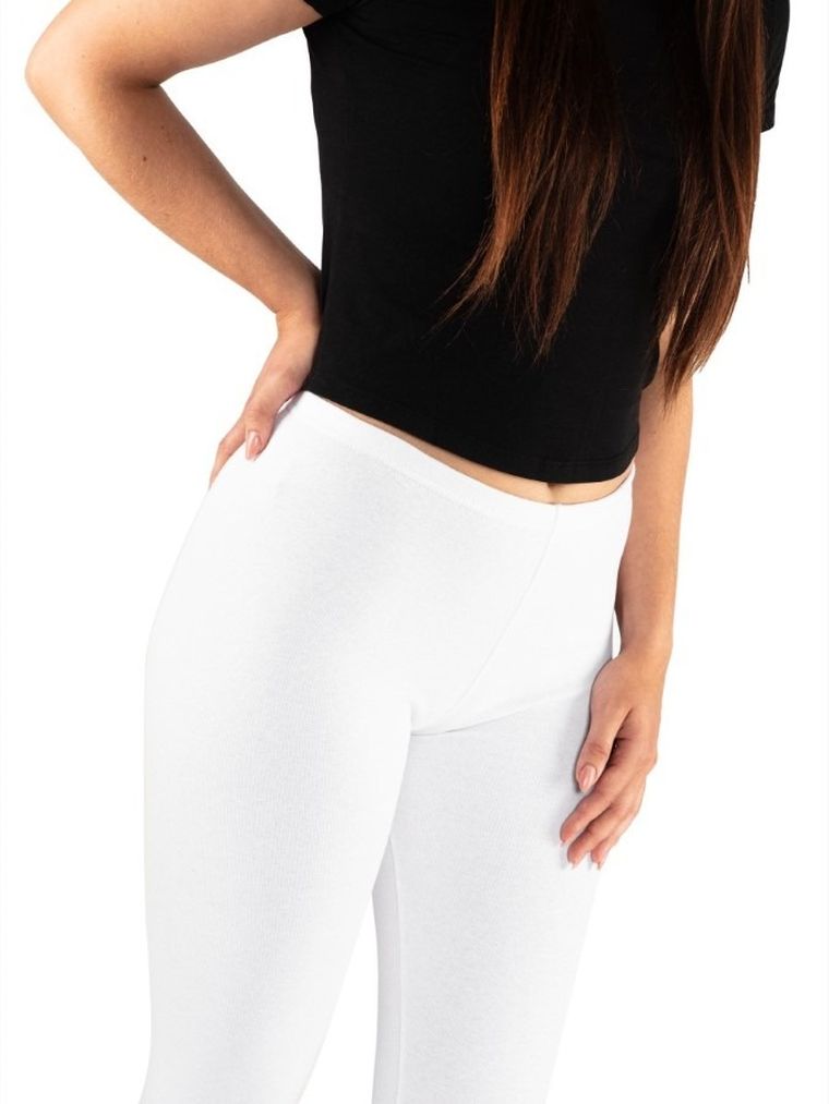 Legginsy damskie, ocieplane, białe, Golden Queen