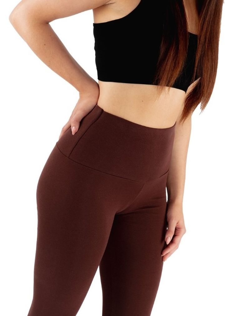 Legginsy damskie, ocieplane, brązowe, Golden Queen