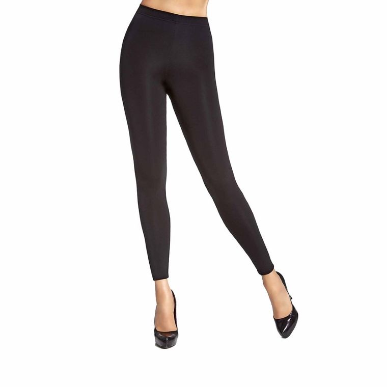 Legginsy damskie, ocieplane, czarne, Bas Bleu