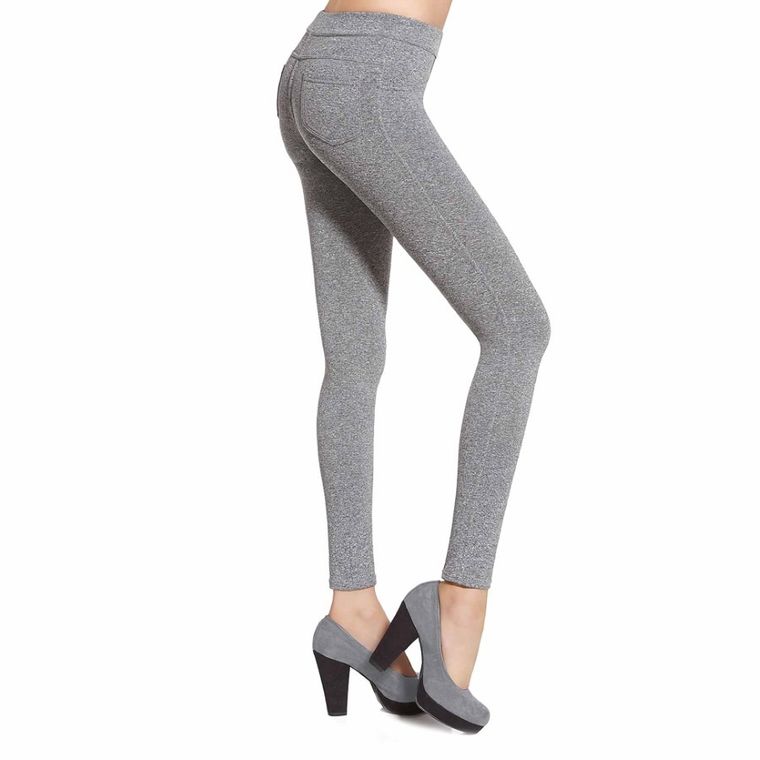 Legginsy damskie, ocieplane, szare, Bas Bleu