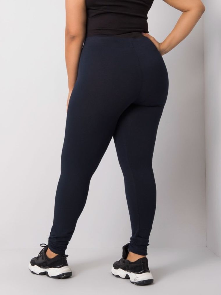 Legginsy damskie, plus size, granatowe, Basic Feel Good