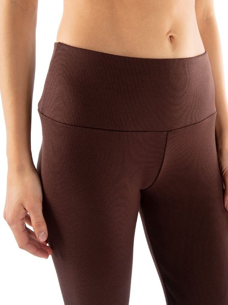 Legginsy damskie, prążkowane, brązowe, Golden Queen