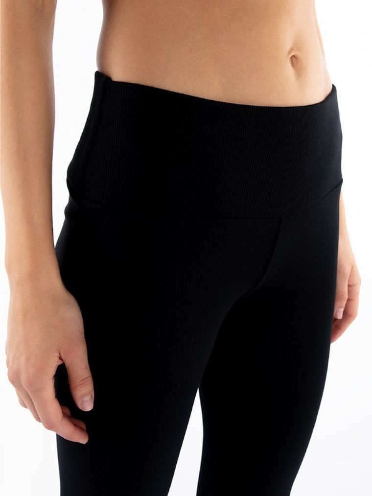 Legginsy damskie, prążkowane, czarne, Golden Queen