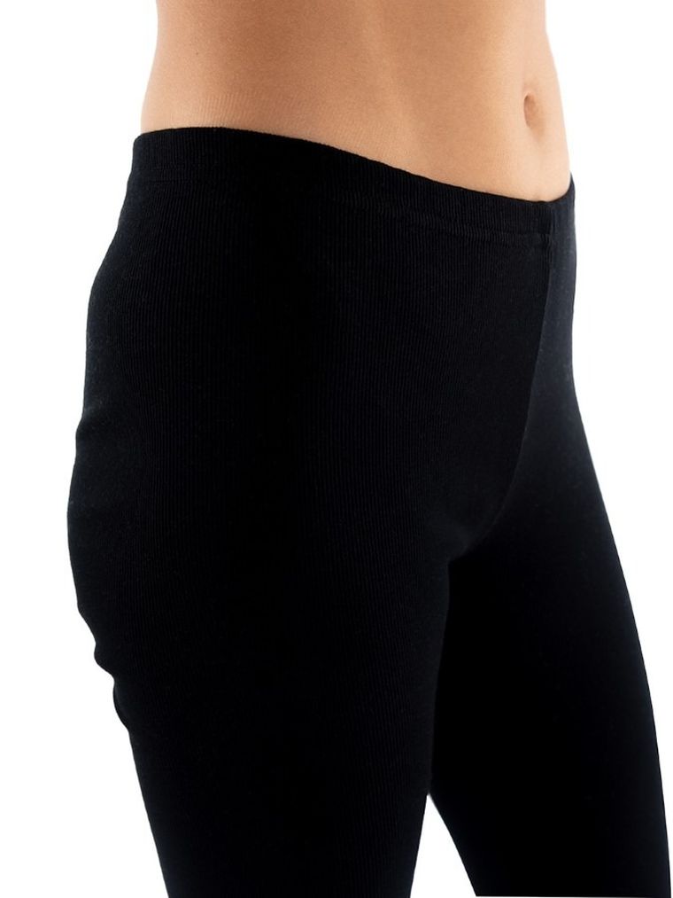 Legginsy damskie, prążkowane, czarne, Golden Queen