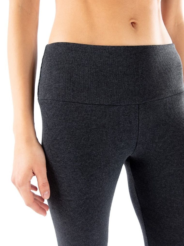 Legginsy damskie, prążkowane, grafitowe, Golden Queen