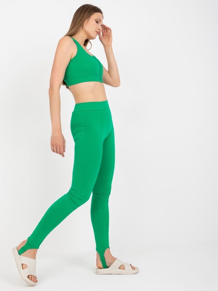 Legginsy damskie, zielone, Basic Feel Good