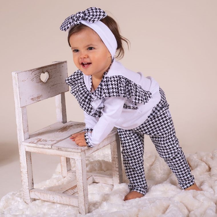 Legginsy dziewczęce, biało-czarne, Nicol