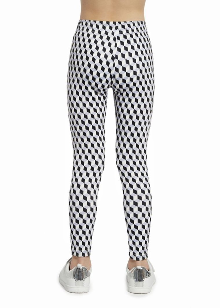 Legginsy dziewczęce, czarno-białe, Dora, Bas Bleu