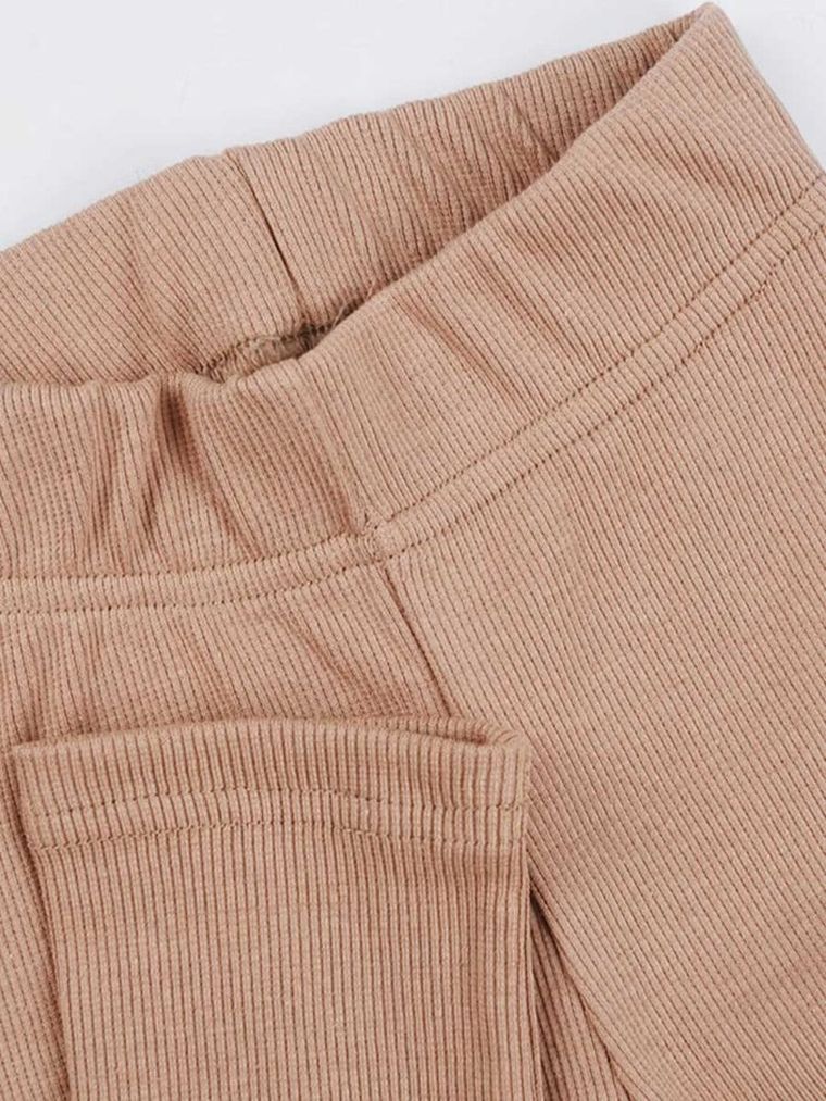 Legginsy dziewczęce, prążkowane, beżowe, Tup Tup