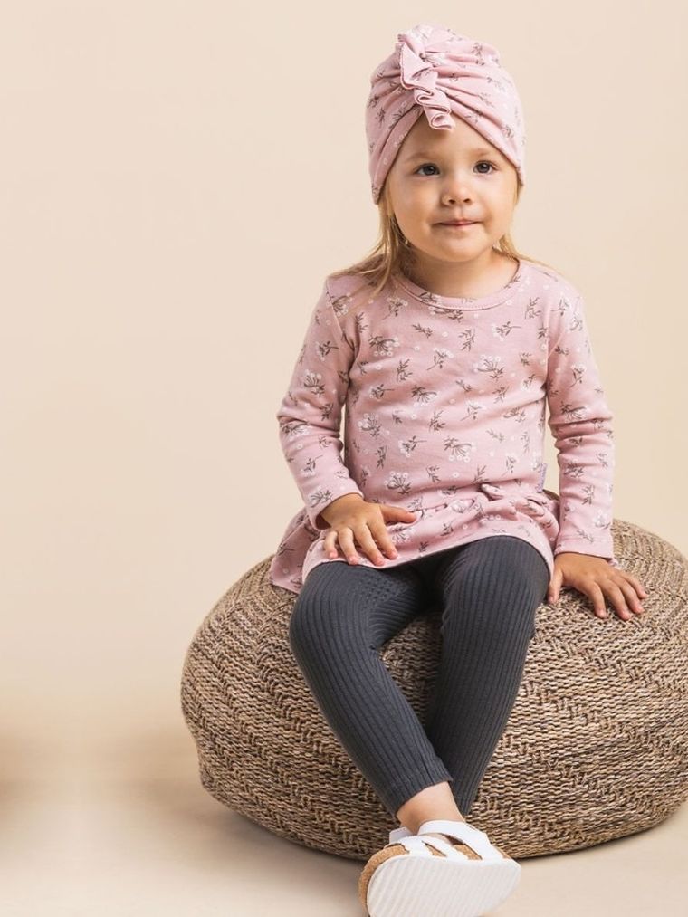 Legginsy dziewczęce, prążkowane, grafitowe, Nicol