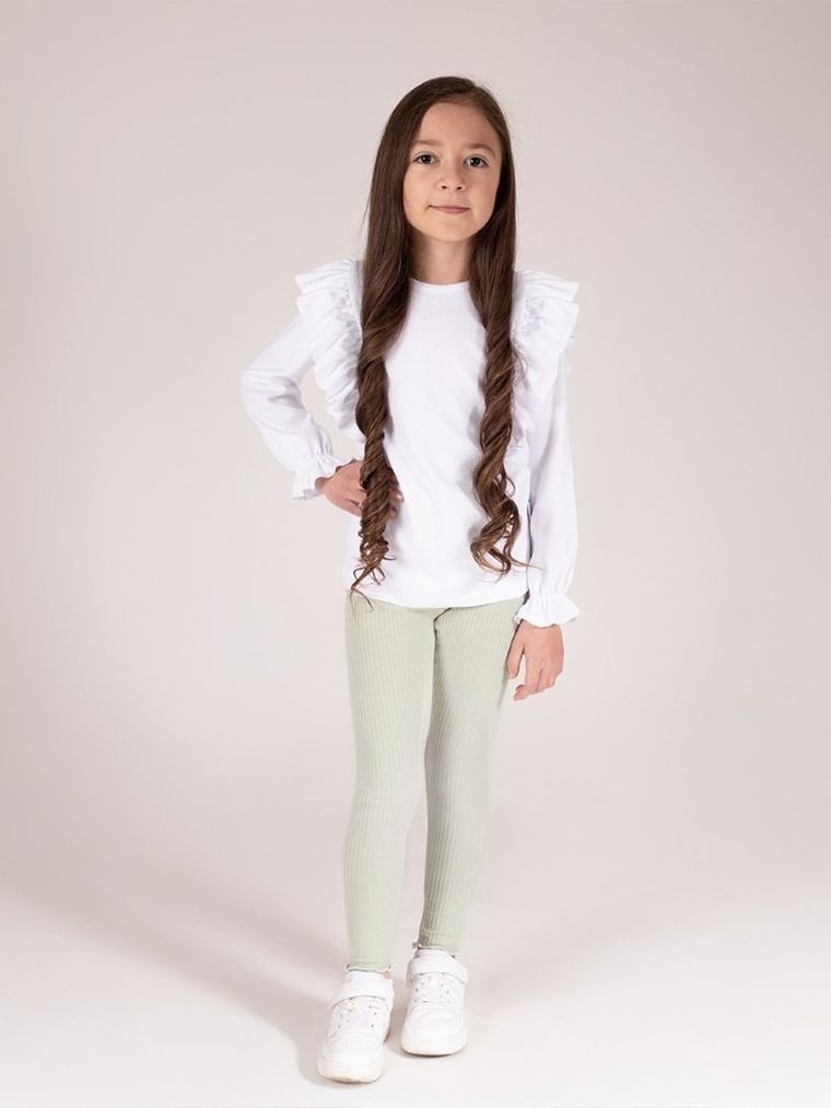 Legginsy dziewczęce, prążkowane, khaki, Nicol