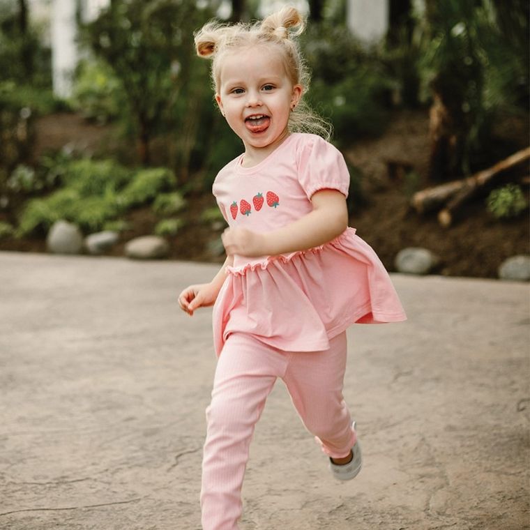 Legginsy dziewczęce, prążkowane, różowe, Eevi