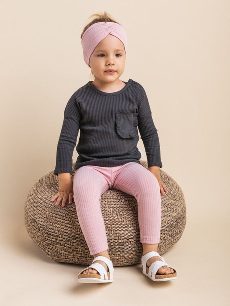 Legginsy dziewczęce, prążkowane, różowe, Nicol