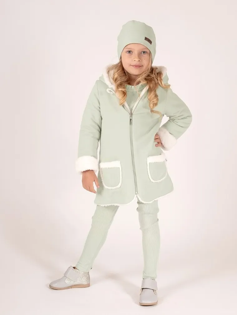 Legginsy dziewczęce, prążkowane, zielone, Nicol