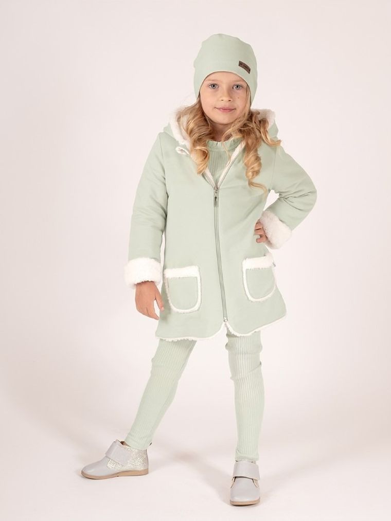 Legginsy dziewczęce, prążkowane, zielone, Nicol