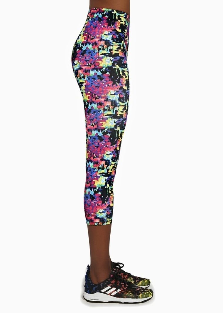Legginsy sportowe damskie 3/4, mix, Bas Black