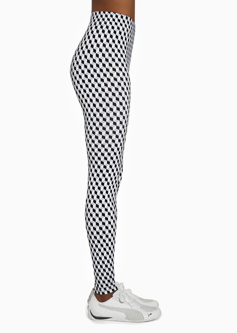 Legginsy sportowe damskie, biało-czarne, wzorki, Bas Black