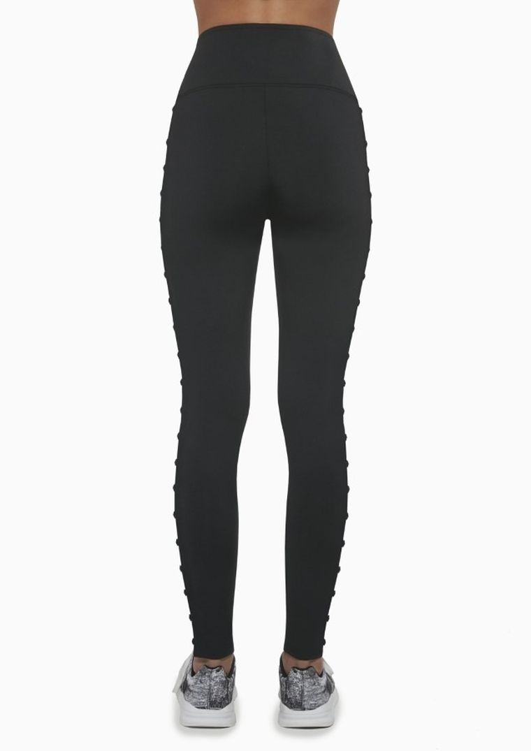 Legginsy sportowe damskie, czarne, lampasy, Bas Black