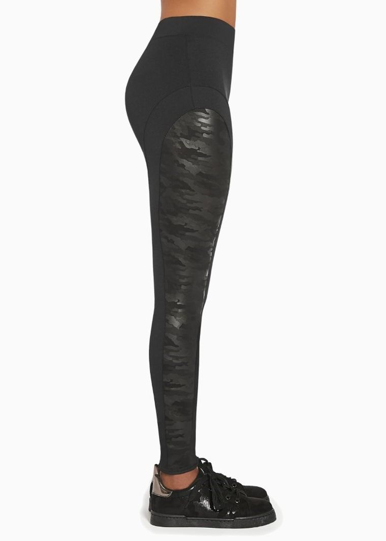 Legginsy sportowe damskie, czarne, moro, Bas Black