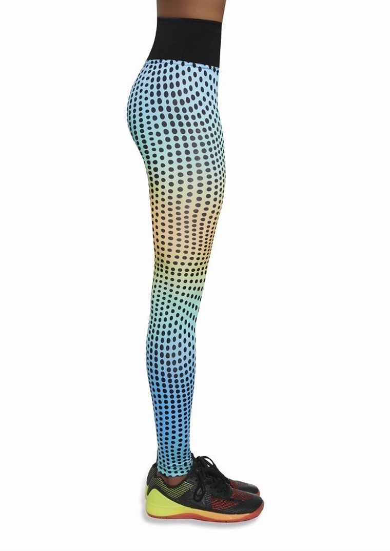 Legginsy sportowe damskie, mix, kropki, Bas Black