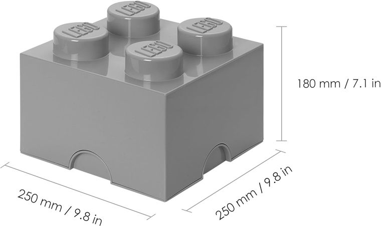 LEGO, Brick 4, pojemnik klocek, szary jasny