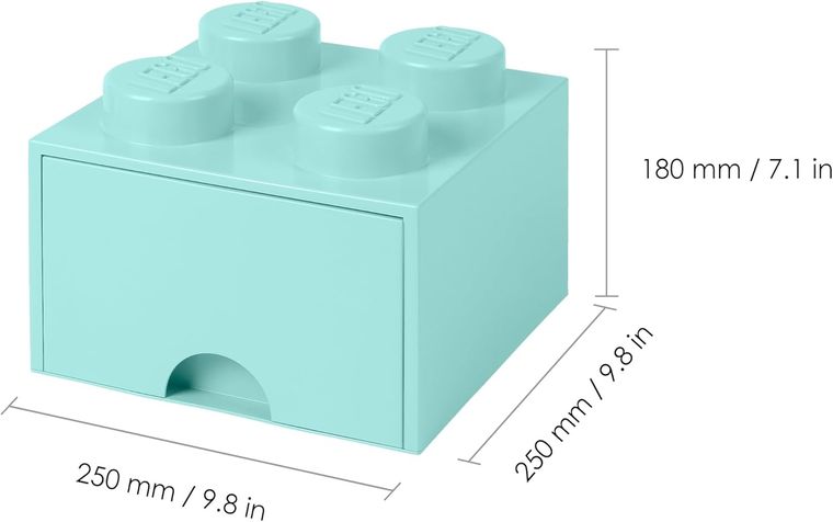 LEGO, Brick 4, pojemnik klocek z szufladą, błękitny