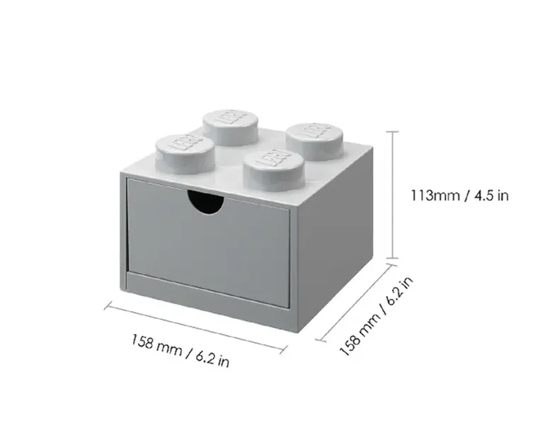 LEGO, Brick 4, pojemnik klocek z szufladą, jasny szary