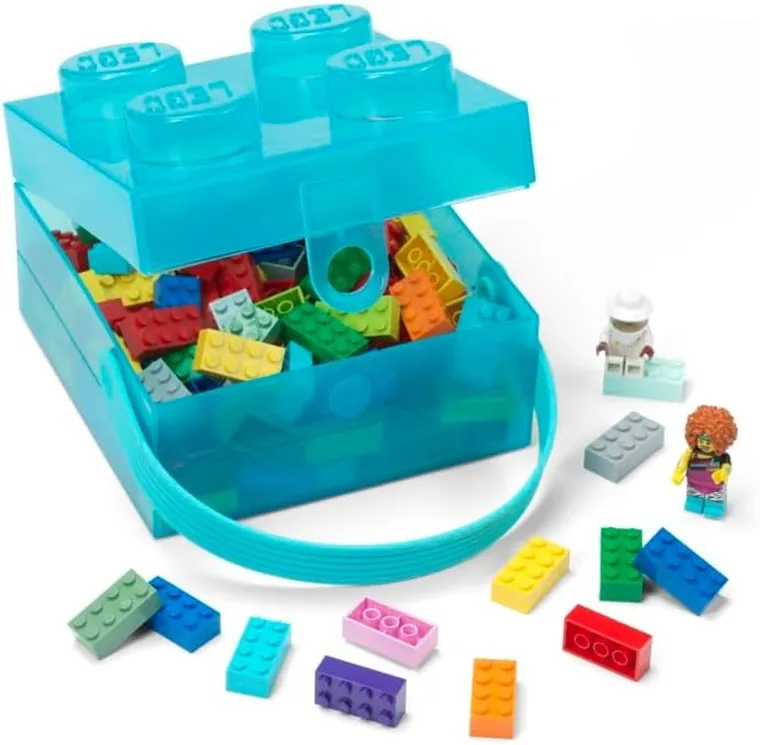 LEGO, Brick 4, pojemnik klocek z uchwytem, transpareny niebieski