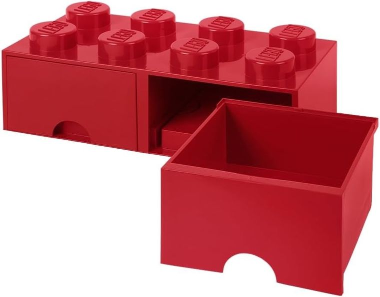 LEGO, Brick 8, pojemnik klocek z dwoma szufladami, czerwony