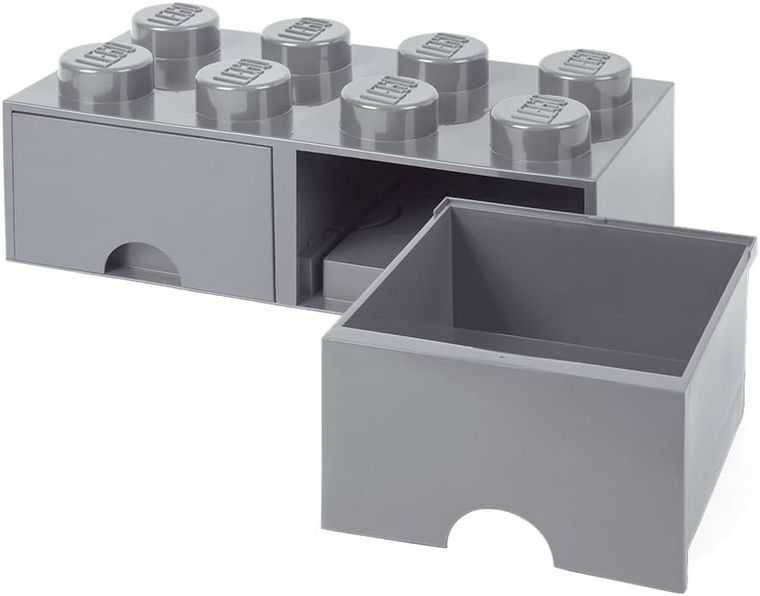 LEGO, Brick 8, pojemnik klocek z dwoma szufladami, szary