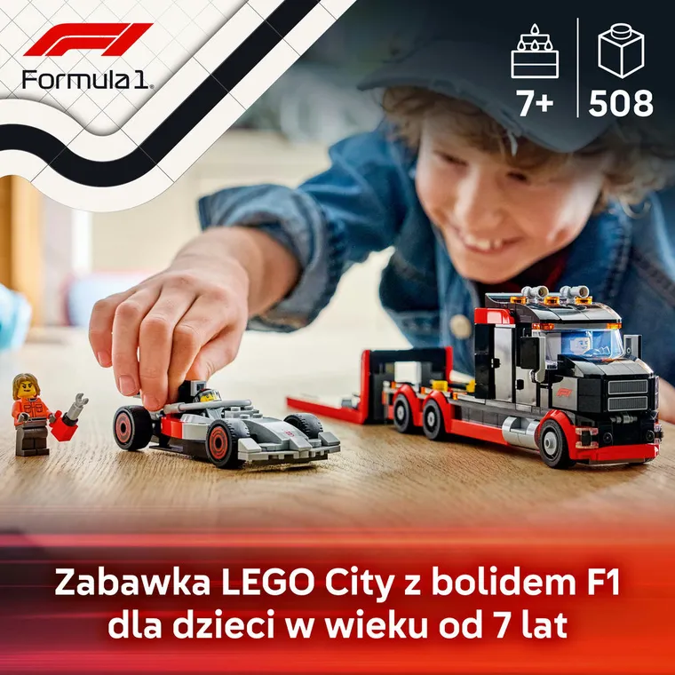 LEGO City, Ciężarówka F1 z bolidem Audi F1, 60493