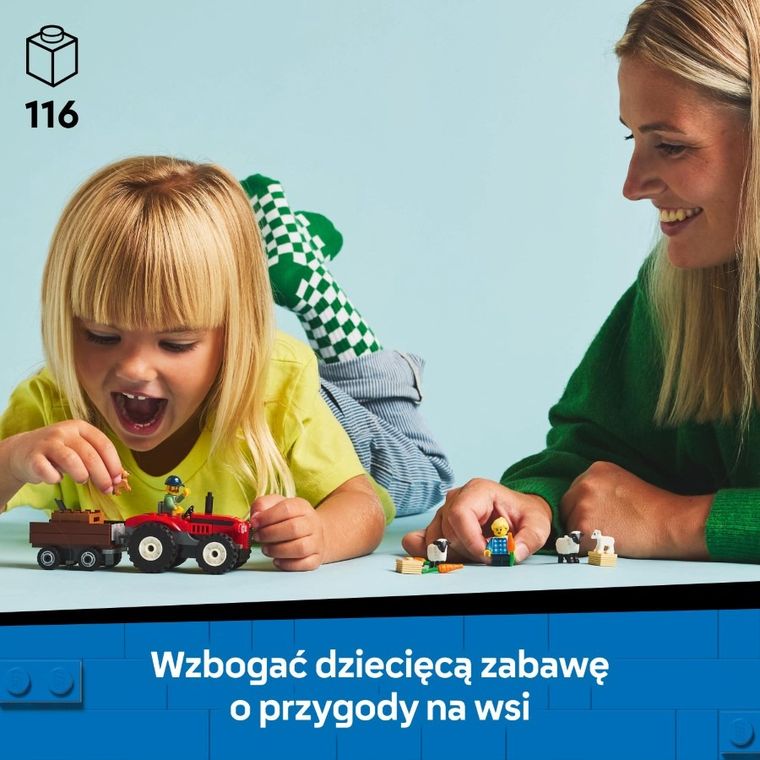 LEGO City, Czerwony traktor z przyczepą i owcą, 60461