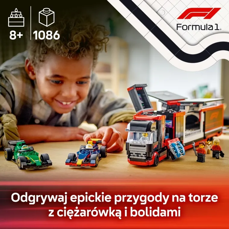 LEGO City, F1 Ciężarówka z bolidami RB20 i AMR24 F1, 60445