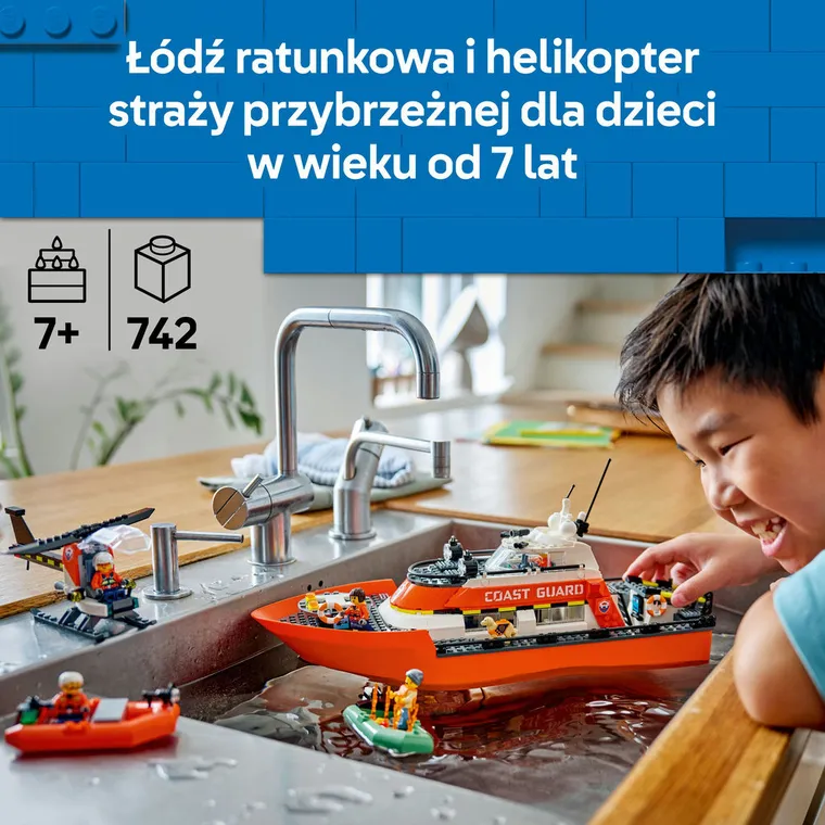 LEGO City, Łódź ratunkowa i helikopter straży przybrzeżnej, 60504