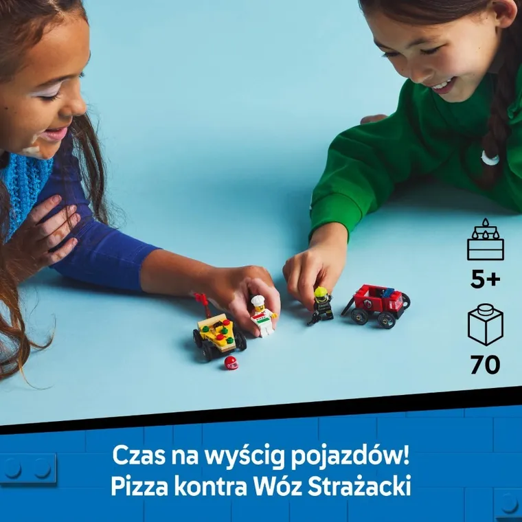 LEGO City, Zestaw wyścigówek: pizza kontra wóz strażacki, 60458