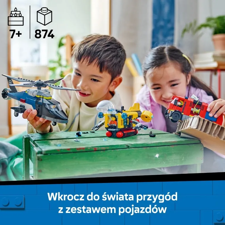 LEGO City, Zestaw z helikopterem, wozem strażackim i łodzią podwodną, 60462