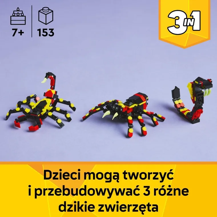 LEGO Creator 3 w 1, Dzikie zwierzęta: niezwykły pająk, 31159